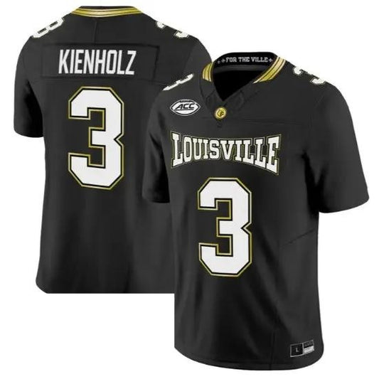 Lincoln Kienholz Louisville Cardinals #3 Black Football Jersey Adult Men's Sizes