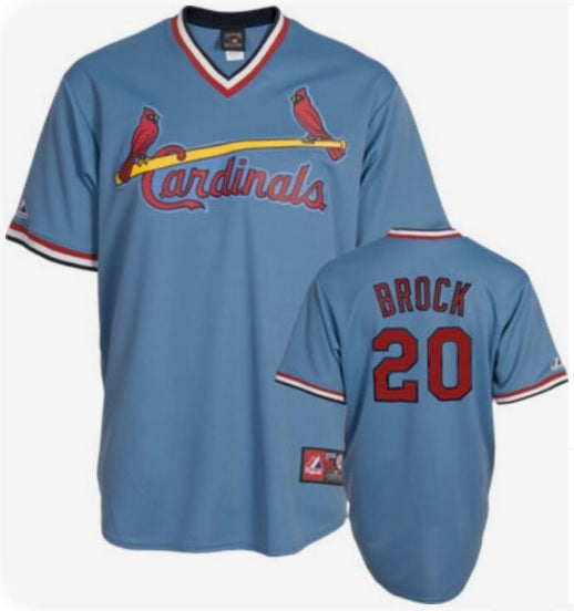 Lou Brock #20 St. Louis Cardinals Blue Pull-Over Baseball Jersey Adult Men's Sizes