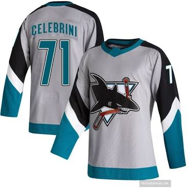 Macklin Celebrini San Jose Sharks #71 Gray & Teal Hockey Jersey Adult Men's Sizes