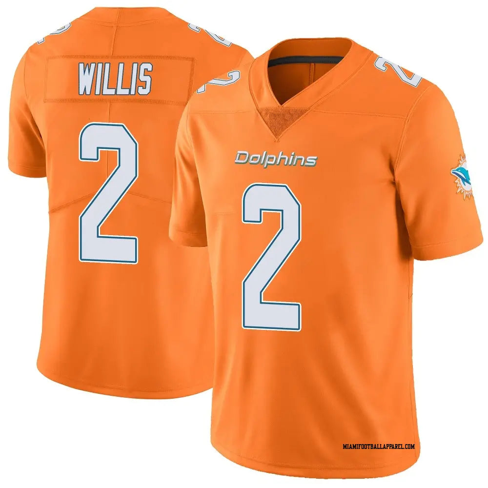 Malik Willis Miami Dolphins #2 Orange Football Jersey Adult Men's Sizes