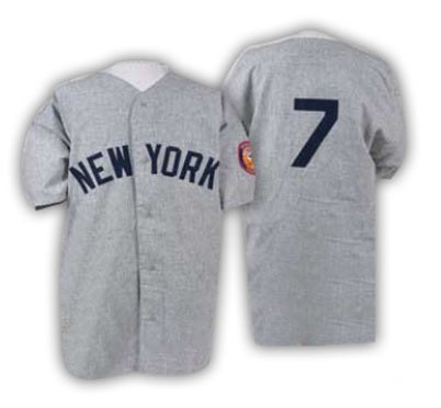 Mickey Mantle New York Yankees #7 Gray Heavyweight Baseball Jersey Adult Men's Sizes