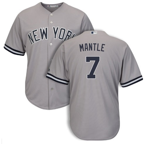 Mickey Mantle New York Yankees #7 Gray With Name Baseball Jersey Adult Men's Sizes