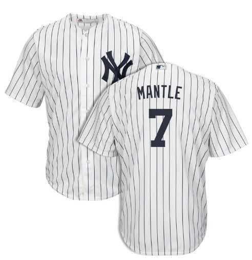 Mickey Mantle New York Yankees #7 White With Name Baseball Jersey Adult Men's Sizes