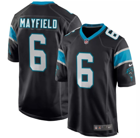 Baker Mayfield #6 Black North Carolina Panthers Football Jersey Adult Men's Sizes