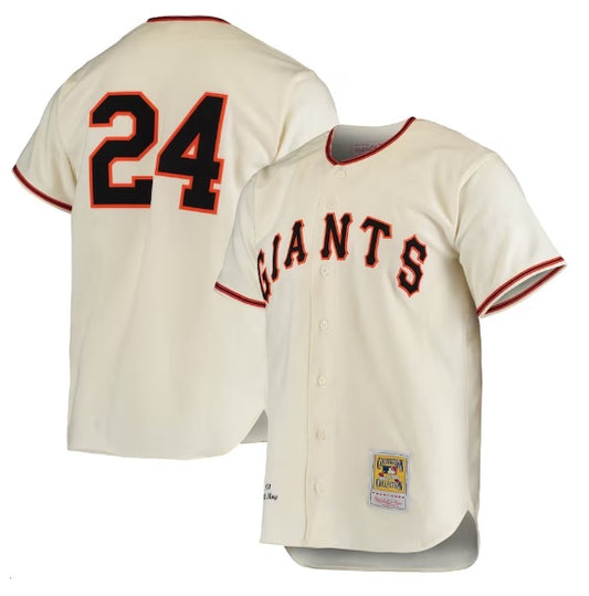 Willie Mays San Francisco Giants Cream (No Name) Baseball Jersey Adult Men's Sizes
