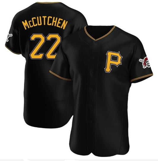 Andrew Mccutchen Pittsburgh ALT Black w/ P Logo on Front Baseball Jersey Adult Men's Sizes