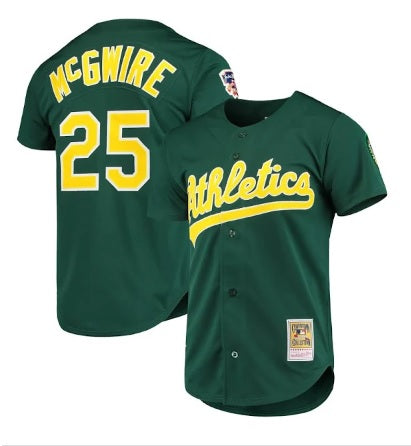 Mark McGwire #25 Oakland Athletics Green "Athletics"  Baseball Jersey Adult Men's Sizes