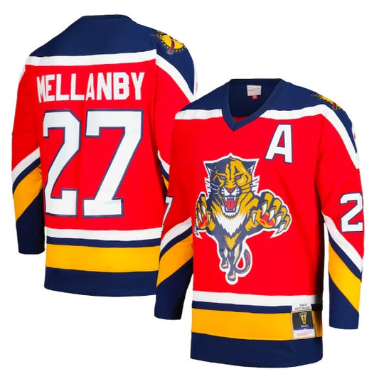 Scott Mellanby #27 Florida Panthers Red Alternate Captain's Patch 1995/96 Blue Line Hockey Jersey Adult Men's Sizes