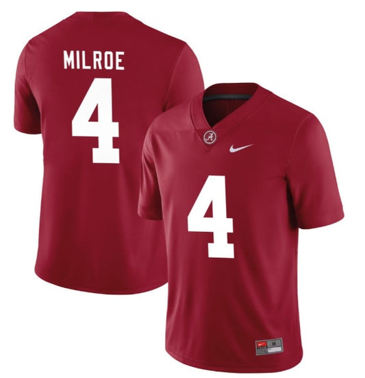 Jalen Milrose #4 Alabama Crimson Tide Red Football Jersey Adult Men's Sizes