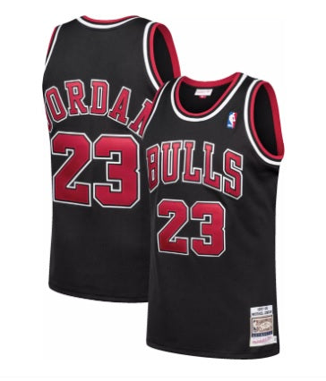 Michael Jordan Chicago Bulls Solid Black With Red Numbers Basketball Jersey Adult Men's Sizes