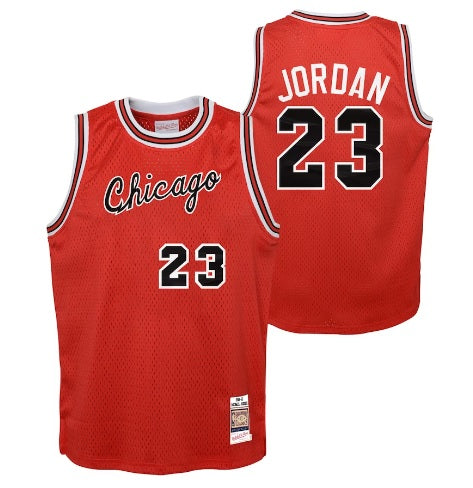 Michael Jordan Chicago Bulls Red Rookie Year "Chicago" on Front Basketball Jersey Men's Sizes