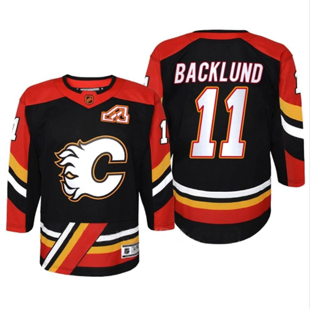 Mikael Backlund Calgary Flames #11 Red, Gold, White & Black Hockey Jersey Adult Men's Sizes