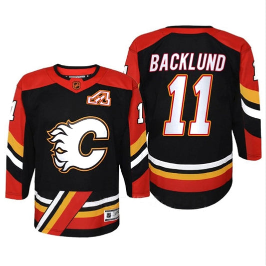Mikael Backlund Calgary Flames #11 Red, Gold, White & Black Hockey Jersey Adult Men's Sizes