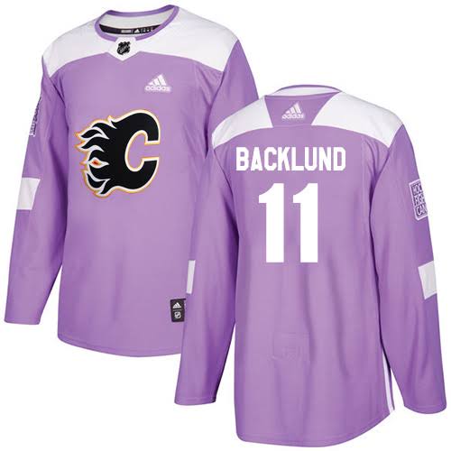 Mikael Backlund Calgary Flames #11  Purple Authentic Fights Cancer Stitched Hockey Jersey Adult Men's Sizes