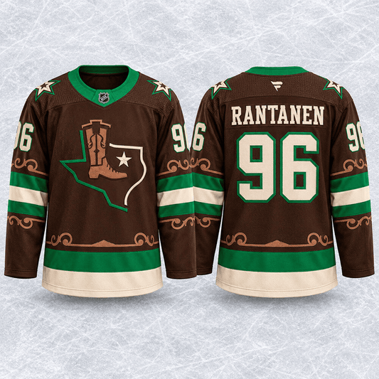 Mikko Rantanen Dallas Stars #96 Brown Cowboy Boot Hockey Jersey Adult Men's Sizes
