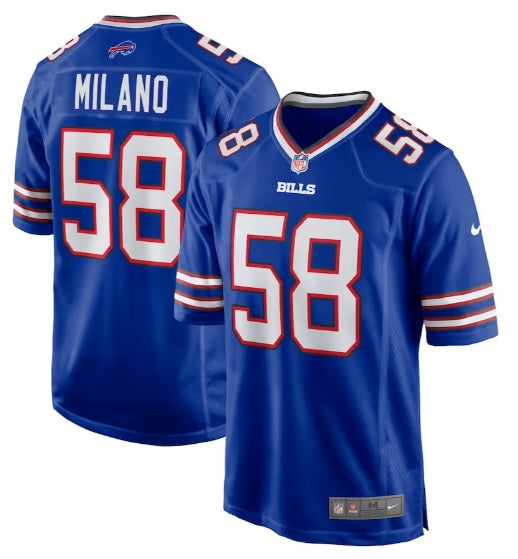 Matt Milano #58 Buffalo Bills Blue Football Jersey Adult Men's Sizes