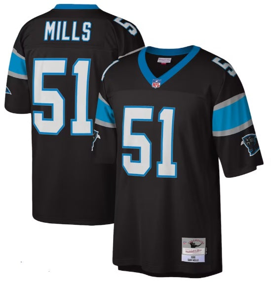 Sam Mills #51 Black North Carolina Panthers Legacy Throwback Football Jersey Adult Men's Sizes