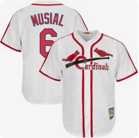 Stan Musial #6 St. Louis Cardinals White With Name Baseball Jersey Adult Men's Sizes