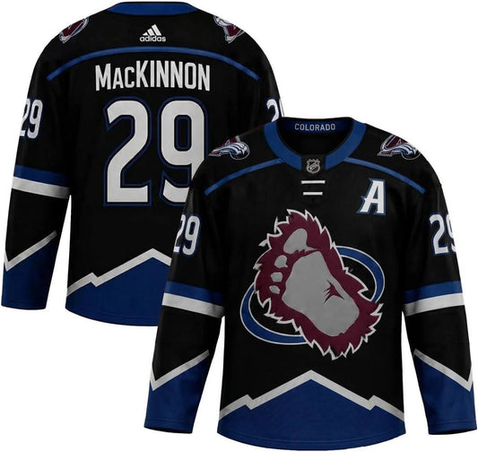 Nathan MacKinnon Colorado Avalanche #29 Black & Blue Hockey Jersey Adult Men's Sizes
