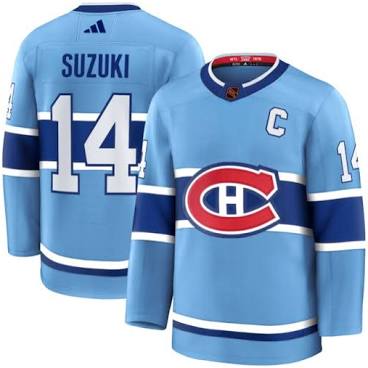 Nick Suzuki Montreal Canadiens #14 Baby Blue Retro Hockey Jersey Adult Men's Sizes