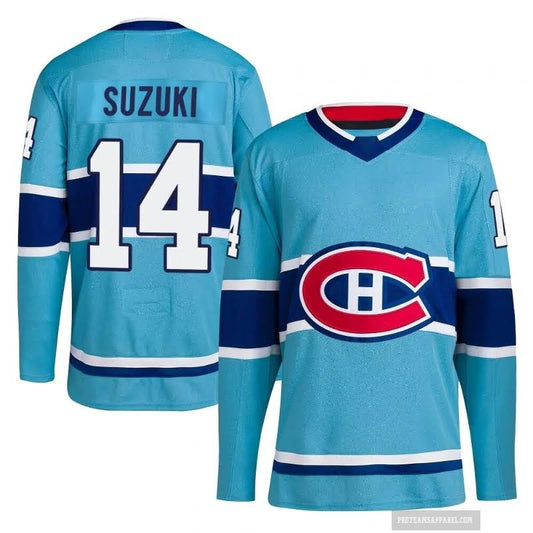 Nick Suzuki Montreal Canadiens #14 Teal & Dark Blue Hockey Jersey Adult Men's Sizes