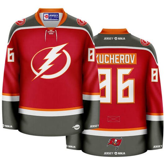 Nikita Kucherov Tampa Bay Lightning #86 Red, White & Gray Hockey Jersey Adult Men's Sizes