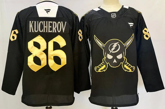 Nikita Kucherov Tampa Bay Lightning #86 Yellow & Black Hockey Jersey Adult Men's Sizes