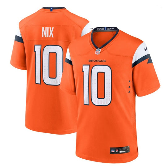 Bo Nix #10 Denver Broncos Orange Football Jersey Adult Men's Sizes