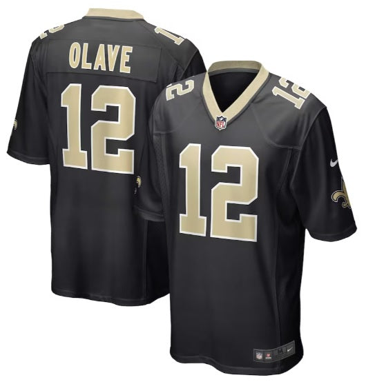 Chris Olave #12 New Orleans Saints Black Football Jersey Adult Men's Sizes