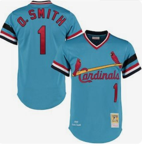 Ozzie Smith St. Louis Cardinals Blue Pull-Over Baseball Jersey Adult Men's Sizes