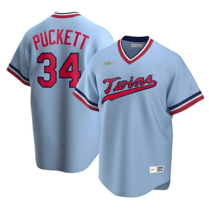 Kirby Puckett Minnesota Twins #34 Baby Blue Pull-Over Baseball Jersey Adult Men's Sizes