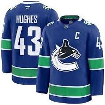 Quinn Hughes Vancouver Canucks #43 Royal Blue, Green & White Hockey Jersey Adult Men's Sizes