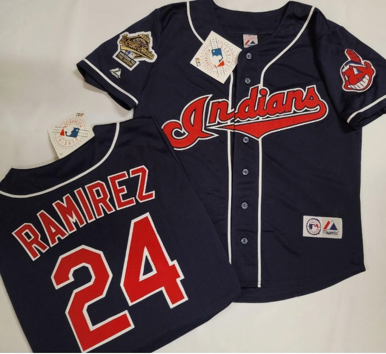 Manny Ramirez Cleveland Indians Blue Baseball Jersey Adult Men's Sizes