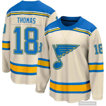 Robert Thomas St. Louis Blues #18 Cream, Baby Blue & Gold Hockey Jersey Adult Men's Sizes