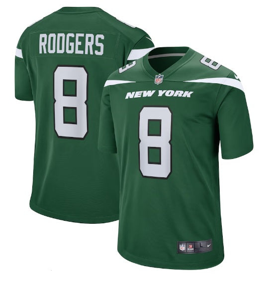 Aaron Rodgers #8 New York Jets Green Football Jersey Adult Men's Sizes