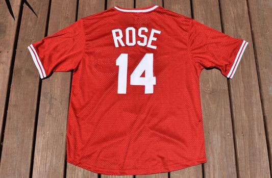 New!! Pete Rose Cincinnati Reds Red Mesh Pull-Over Baseball Jersey Men's Sizes