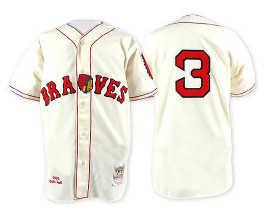 Babe Ruth Boston Braves Cream baseball Jersey Adult Men's Sizes