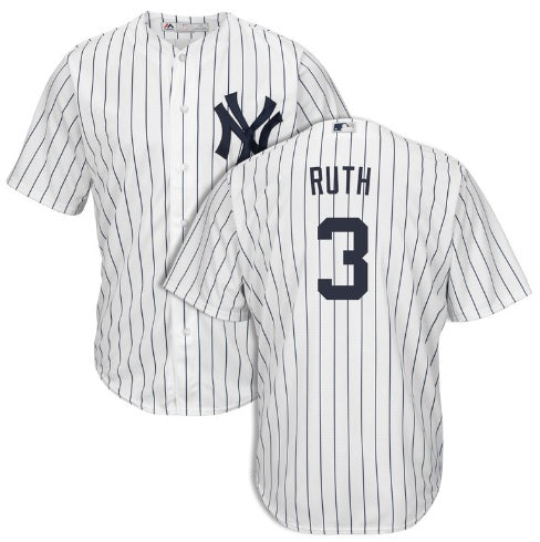 Babe Ruth New York Yankees White Pinstripe With Name Baseball Jersey Adult Men's Sizes