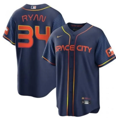 Nolan Ryan Houston Astros Space City City Connect Blue Baseball Jersey Adult Men's Sizes