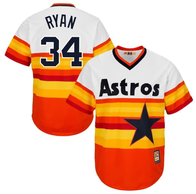 Nolan Ryan Houston Astros Orange Rainbow Baseball Jersey Adult Men's Sizes