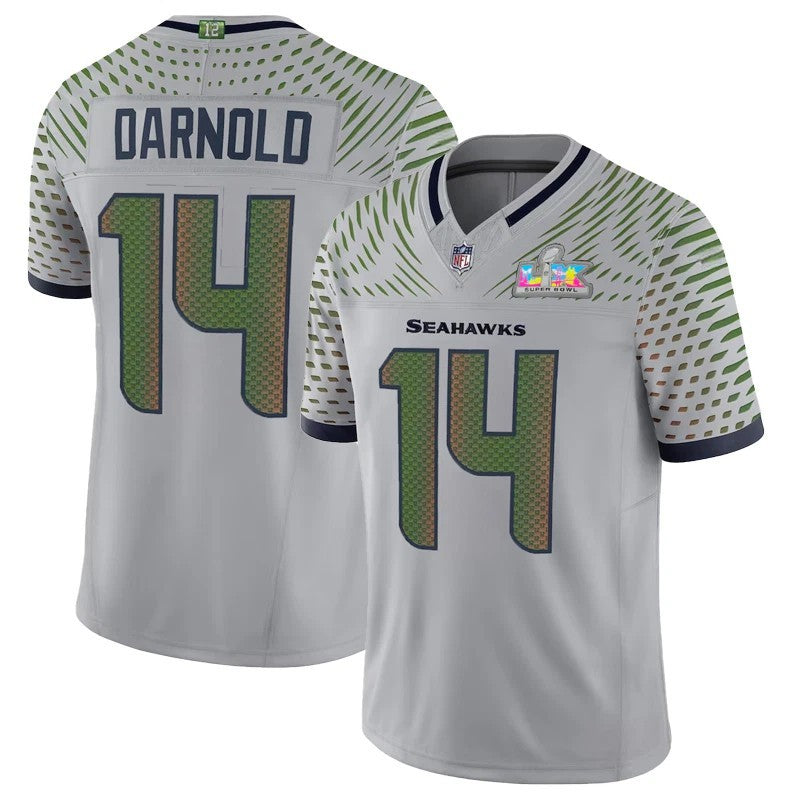 Sam Darnold  Seattle Seahawks #14 Wolf Gray Football Jersey Adult Men's Sizes