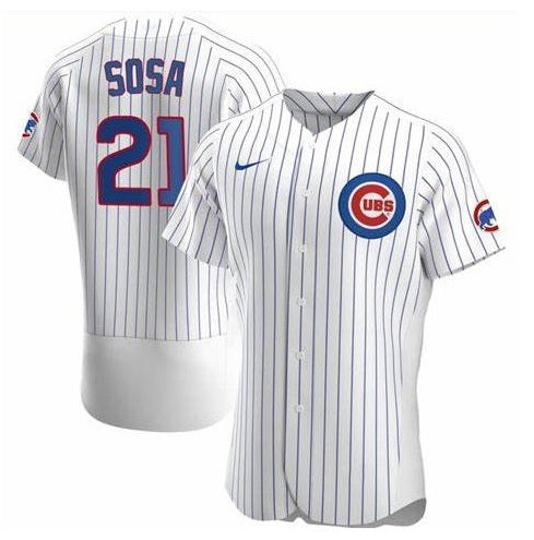 Sammy Sosa Chicago Cubs White Button Up W/Swoosh Baseball Jersey Adult Men's Sizes