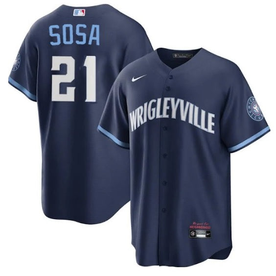 Sammy Sosa Chicago Cubs Wrigleyville Blue Baseball Jersey Adult Men's Sizes