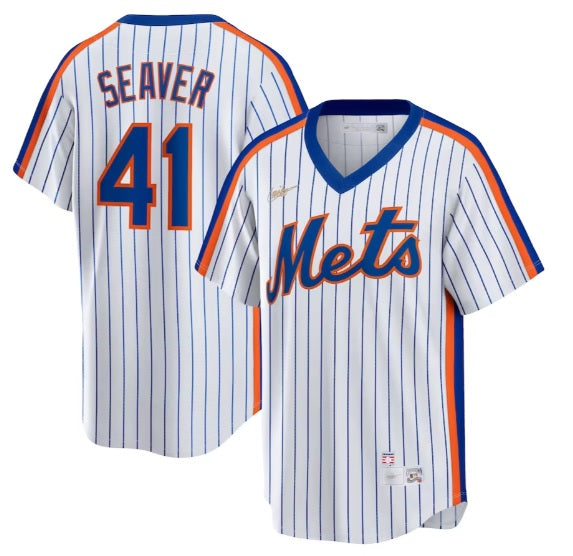 Tom Seaver #41 New York Mets White Pinstripe Pull-Over Baseball Jersey Adult Men's Sizes