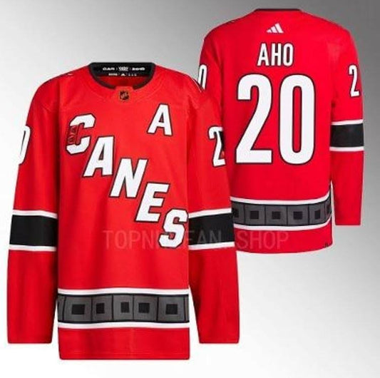 Sebastian Aho Carolina Hurricanes #20 Red Hockey Jersey Adult Men's Sizes