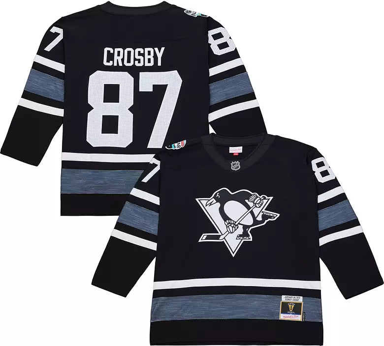 Sidney Crosby Pittsburg Penguins #87 Blue, White & Black Hockey Jersey Adult Men's Sizes