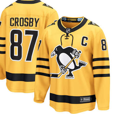 Sidney Crosby Pittsburg Penguins #87 Gold & Black Hockey Jersey Adult Men's Sizes