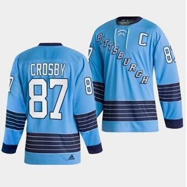Sidney Crosby Pittsburg Penguins #87 Navy Blue & Baby Blue Hockey Jersey Adult Men's Sizes