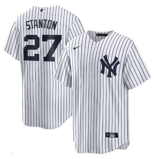 Giancarlo Stanton New York Yankees #27 With Name White Pinstripe Baseball Jersey Adult Men's Sizes