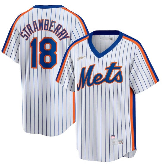 Darryl Strawberry #18 New York Mets White Pinstripe Pull-Over Baseball Jersey Adult Men's Sizes